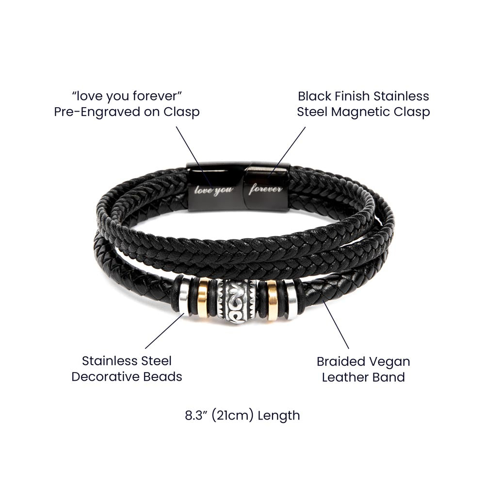 To My Dad Men's Love You Forever Bracelet a Gift for Fathers/Sons/Dads.