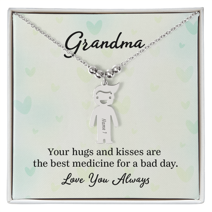 Engraved Kids Charm Necklace- A Gift for Grandma for Mothers Day/ Birthdays.