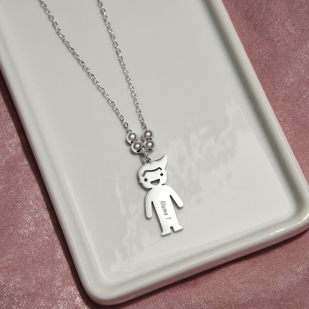 Custom Engraved Kids Charm Necklace  for Mom to Be, a Perfect Gift for Mother's Day/Birthdays.