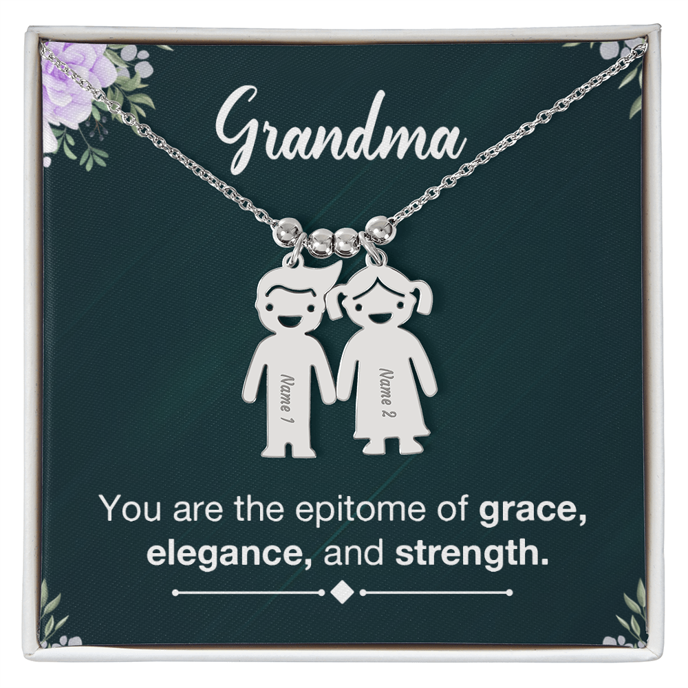 Personalized Engraved Kids Charm Necklace - a Gift for Grandmother, Moms, Daughters.