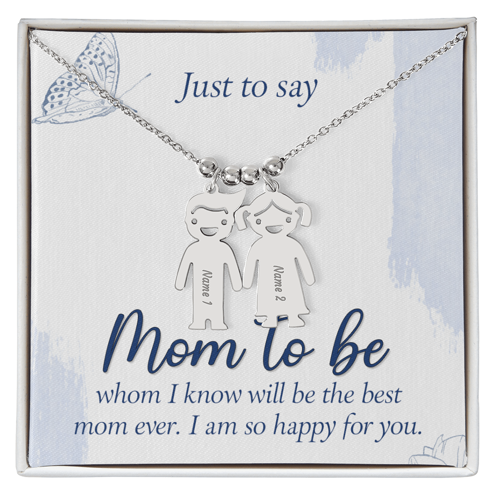 Custom Engraved Kids Charm Necklace  for Mom to Be, a Perfect Gift for Mother's Day/Birthdays.