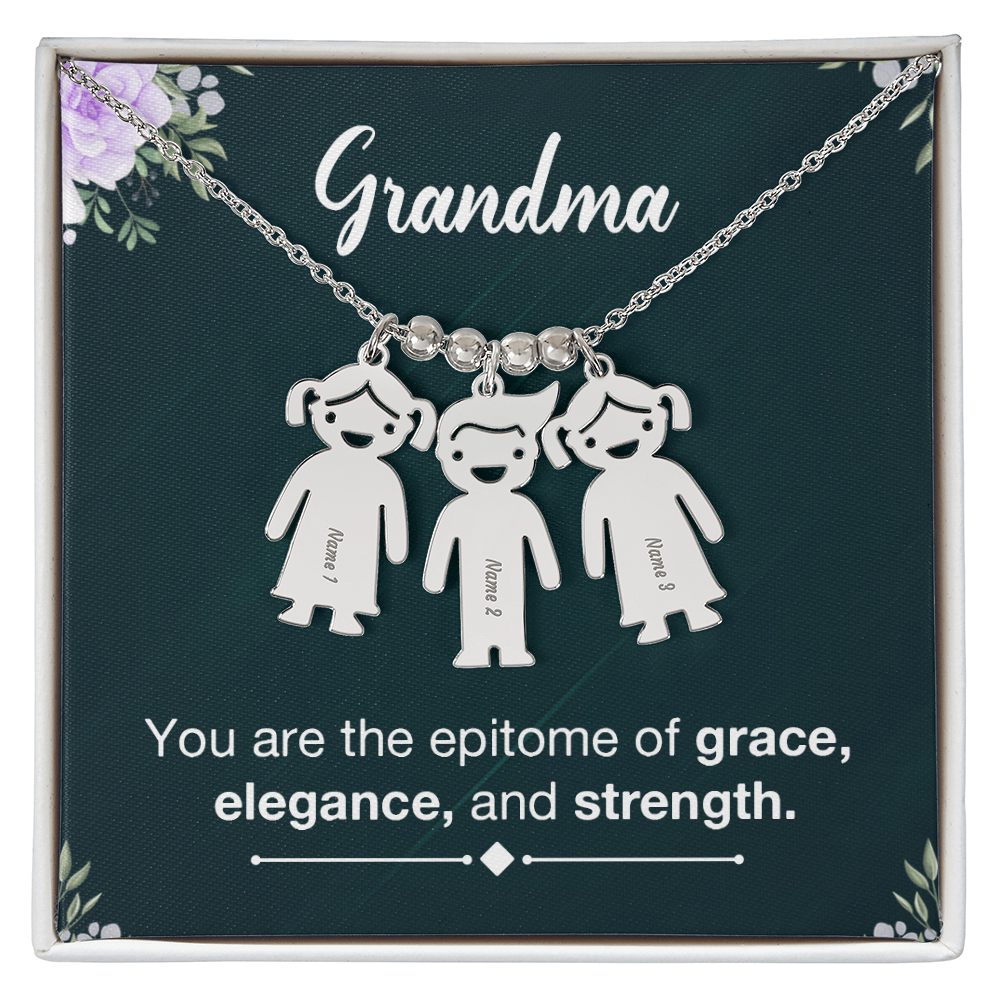 Personalized Engraved Kids Charm Necklace - a Gift for Grandmother, Moms, Daughters.