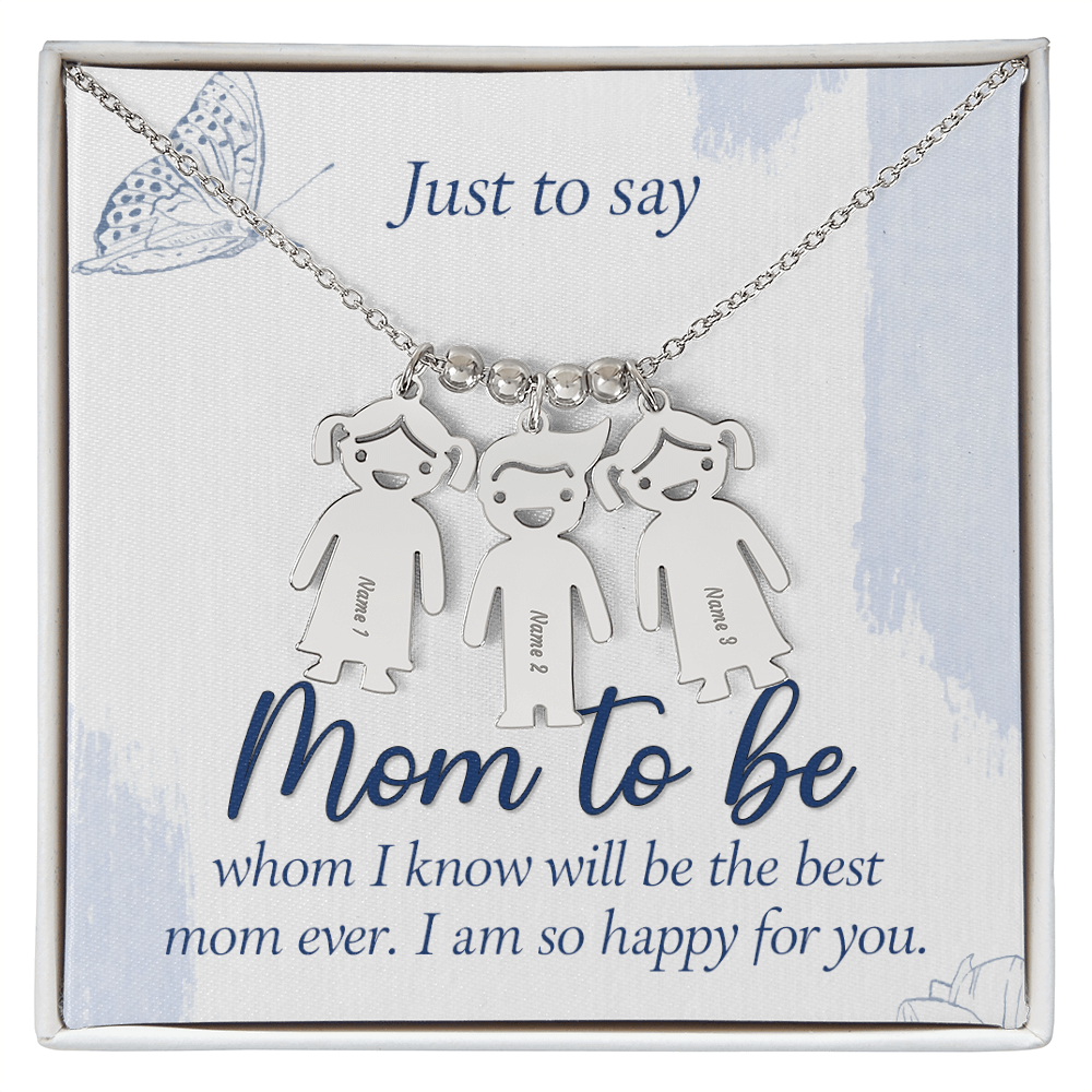 Custom Engraved Kids Charm Necklace  for Mom to Be, a Perfect Gift for Mother's Day/Birthdays.