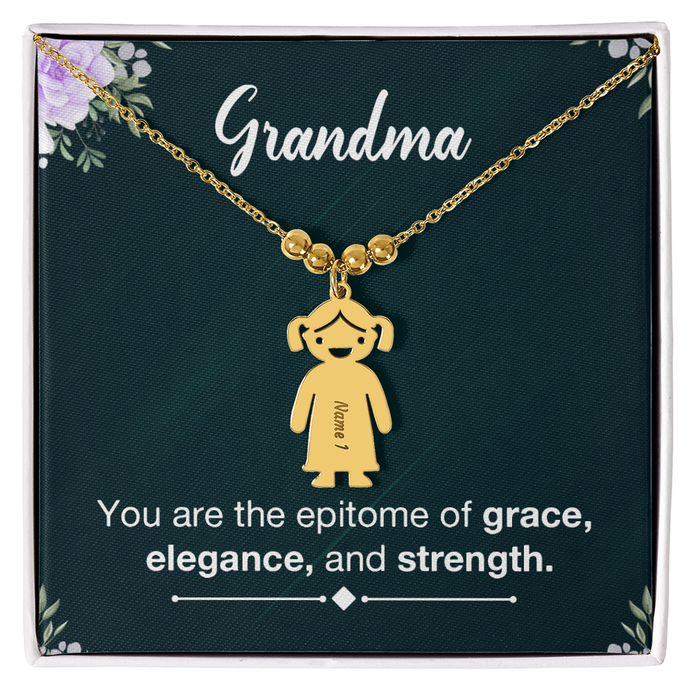 Personalized Engraved Kids Charm Necklace - a Gift for Grandmother, Moms, Daughters.