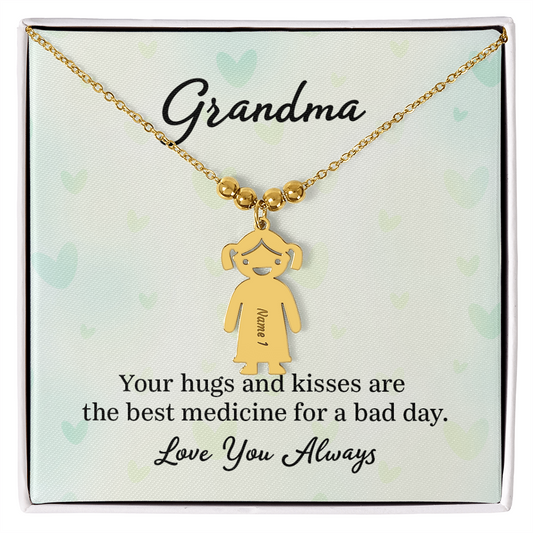 Engraved Kids Charm Necklace- A Gift for Grandma for Mothers Day/ Birthdays.