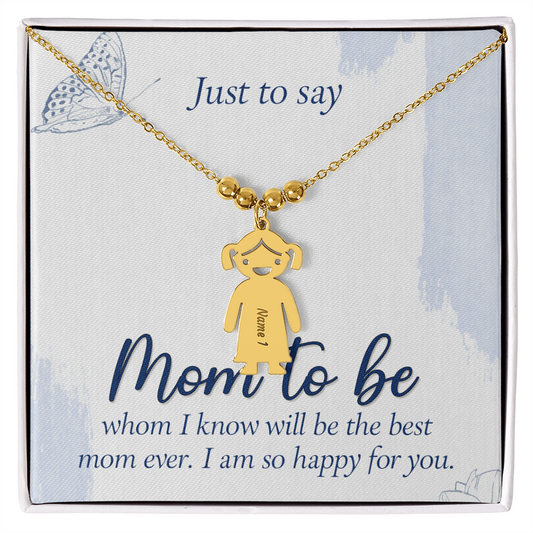 Custom Engraved Kids Charm Necklace  for Mom to Be, a Perfect Gift for Mother's Day/Birthdays.