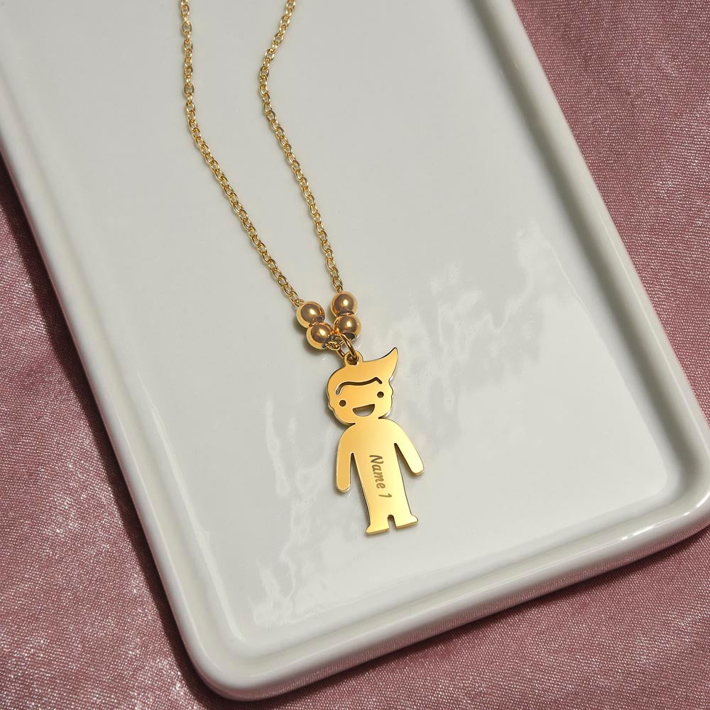 Custom Engraved Kids Charm Necklace, a Perfect Gift for Mother's Day/Birthdays.