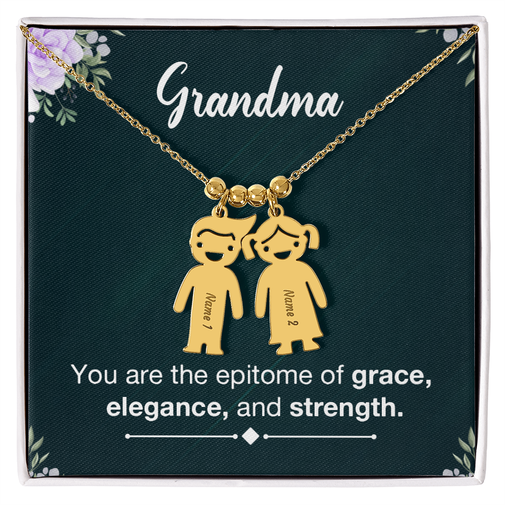 Personalized Engraved Kids Charm Necklace - a Gift for Grandmother, Moms, Daughters.