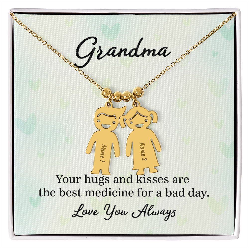 Engraved Kids Charm Necklace- A Gift for Grandma for Mothers Day/ Birthdays.