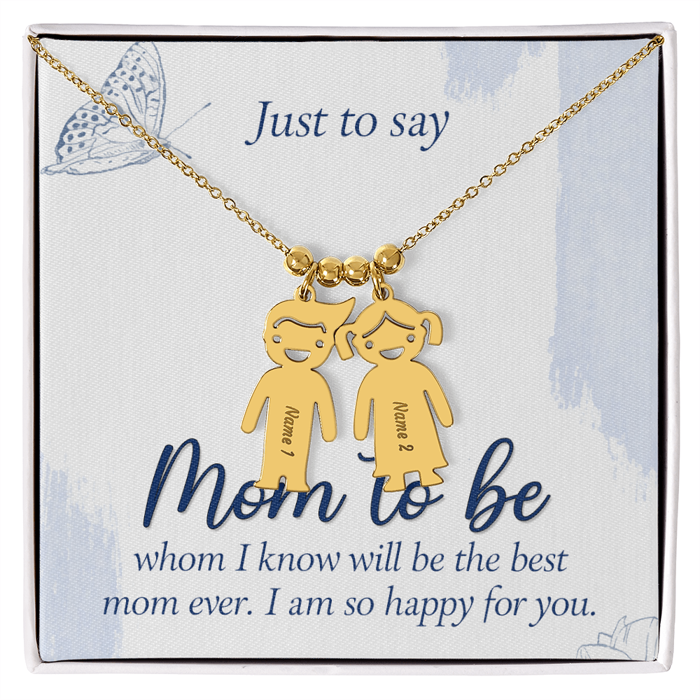 Custom Engraved Kids Charm Necklace  for Mom to Be, a Perfect Gift for Mother's Day/Birthdays.