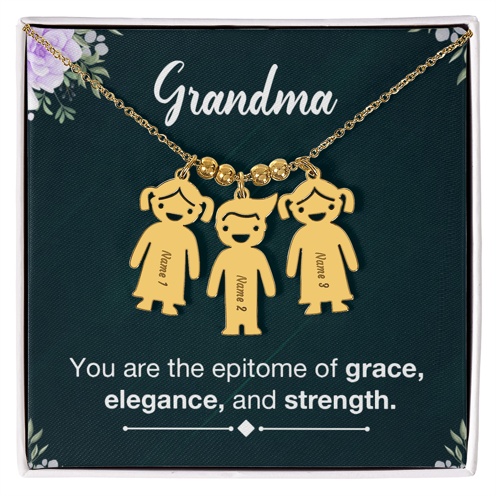Personalized Engraved Kids Charm Necklace - a Gift for Grandmother, Moms, Daughters.