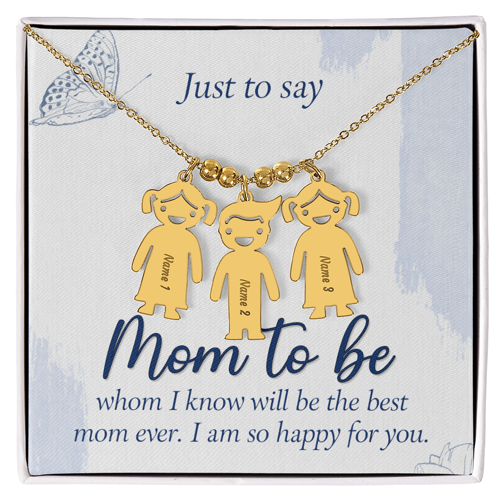 Custom Engraved Kids Charm Necklace  for Mom to Be, a Perfect Gift for Mother's Day/Birthdays.