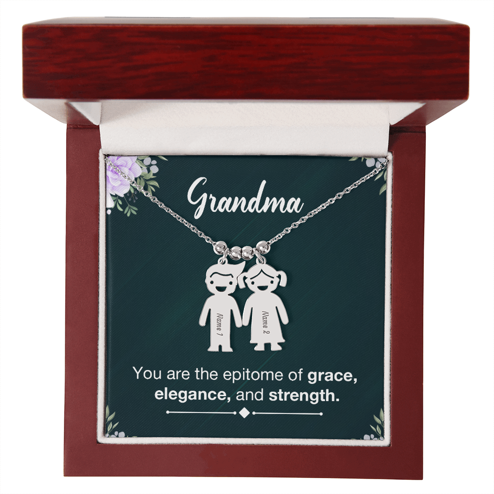 Personalized Engraved Kids Charm Necklace - a Gift for Grandmother, Moms, Daughters.