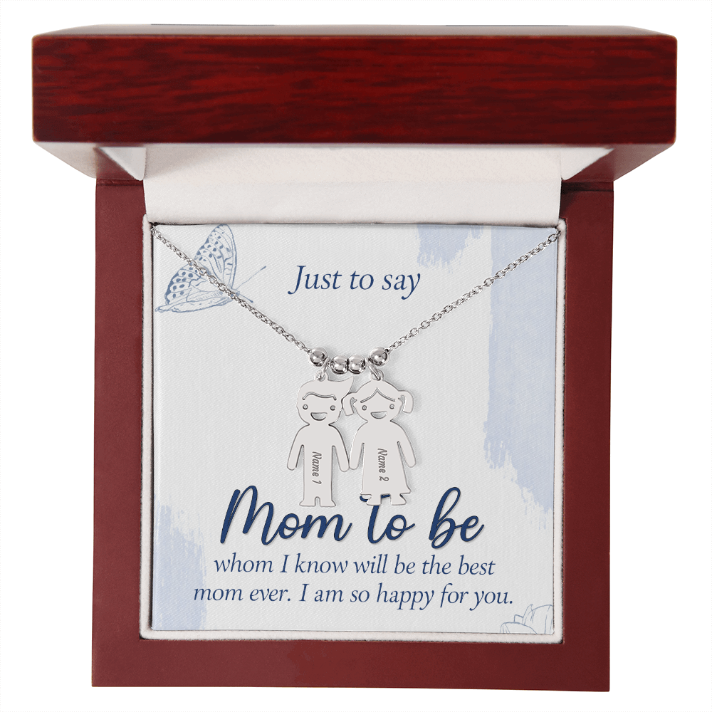 Custom Engraved Kids Charm Necklace  for Mom to Be, a Perfect Gift for Mother's Day/Birthdays.