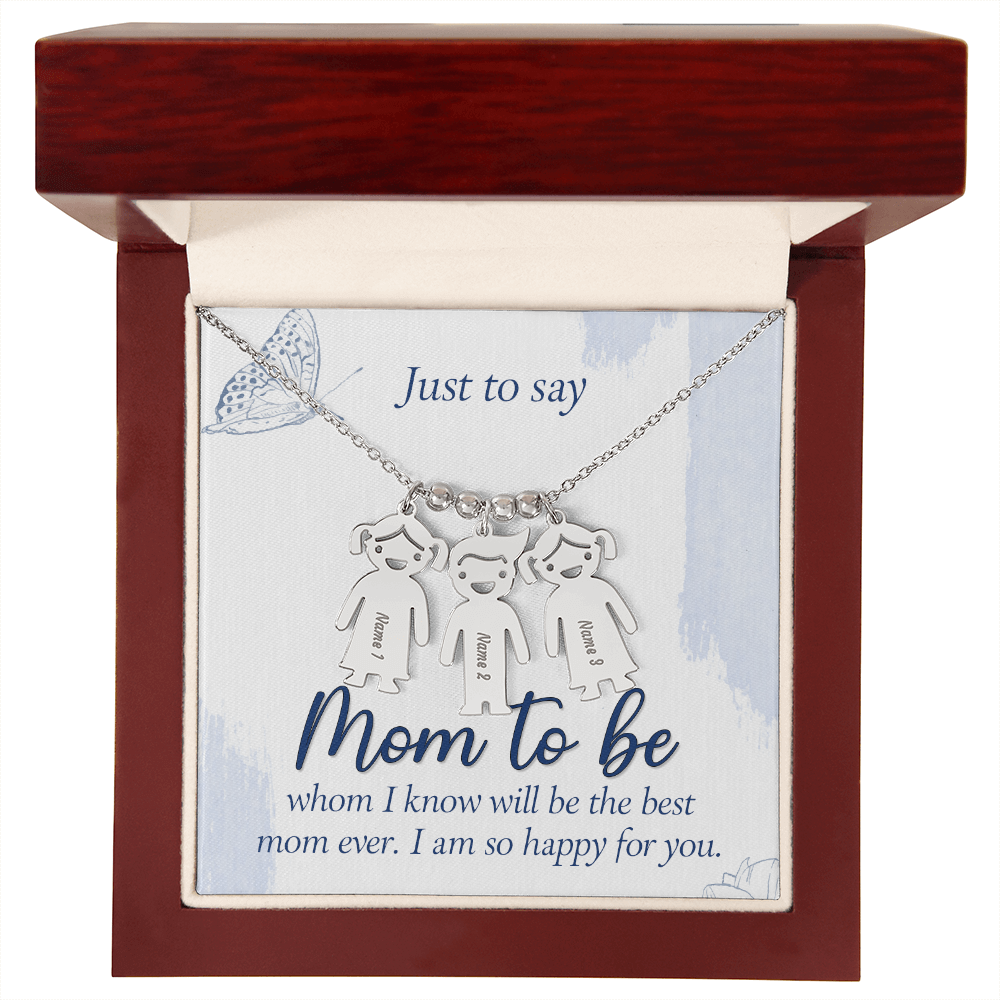 Custom Engraved Kids Charm Necklace  for Mom to Be, a Perfect Gift for Mother's Day/Birthdays.