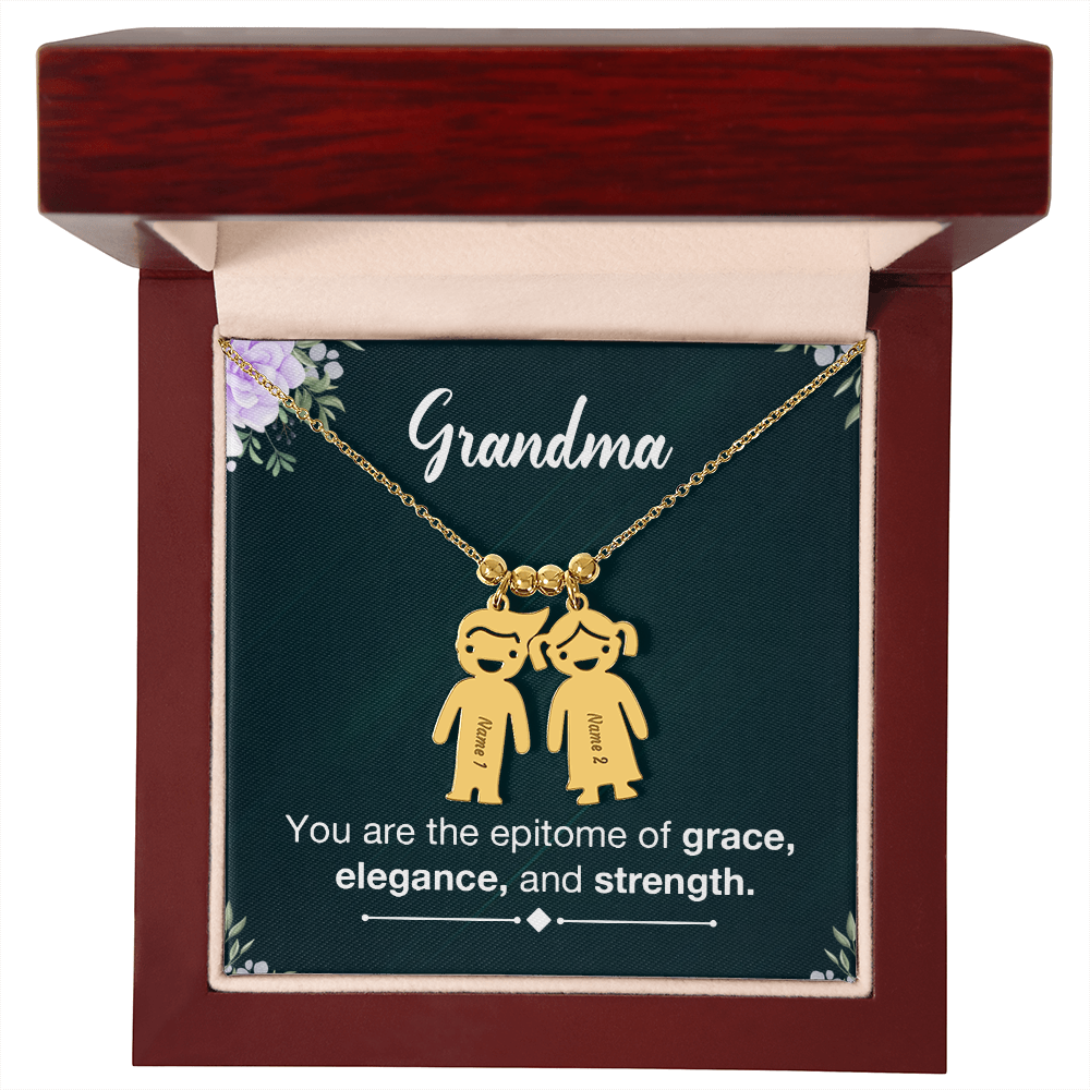 Personalized Engraved Kids Charm Necklace - a Gift for Grandmother, Moms, Daughters.