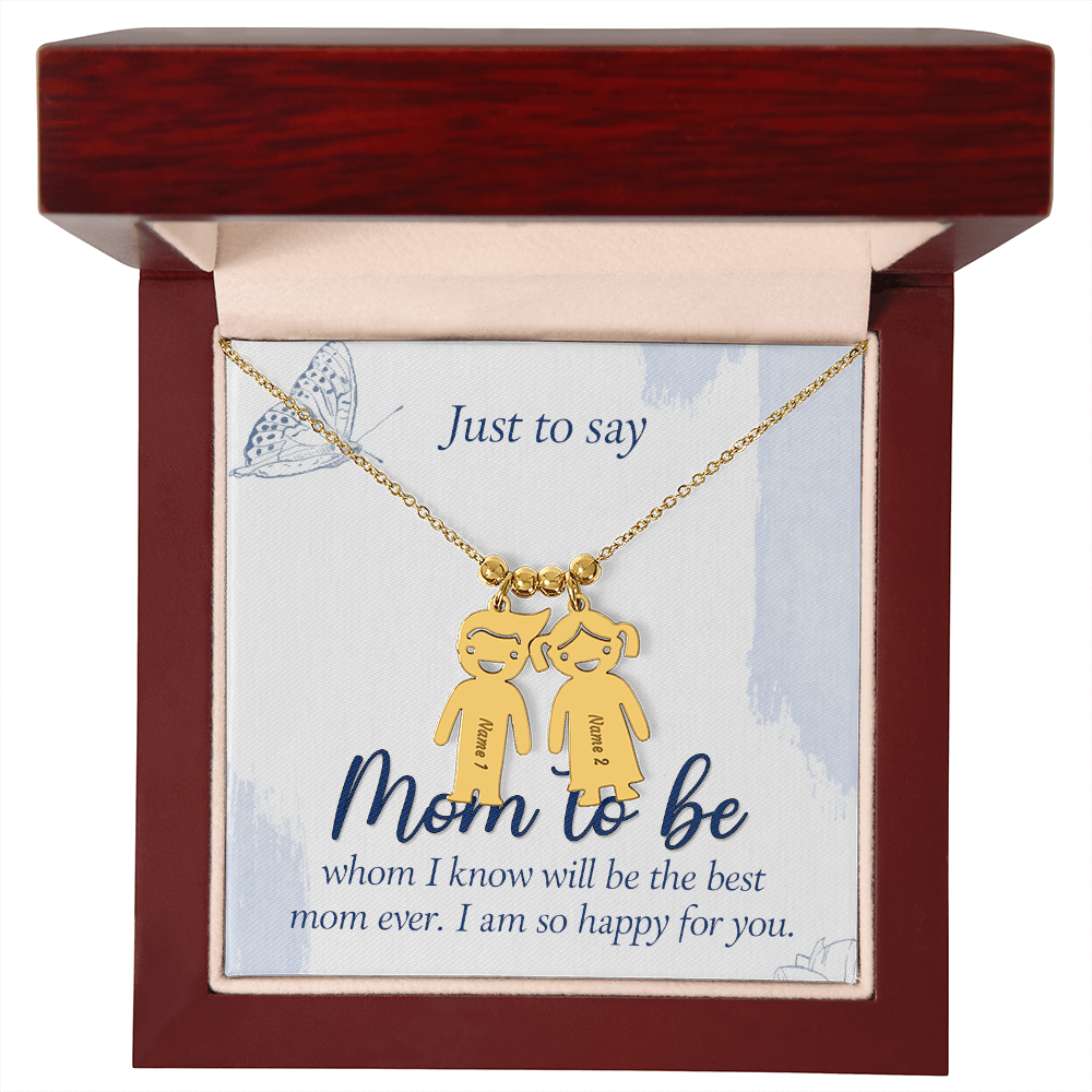 Custom Engraved Kids Charm Necklace  for Mom to Be, a Perfect Gift for Mother's Day/Birthdays.