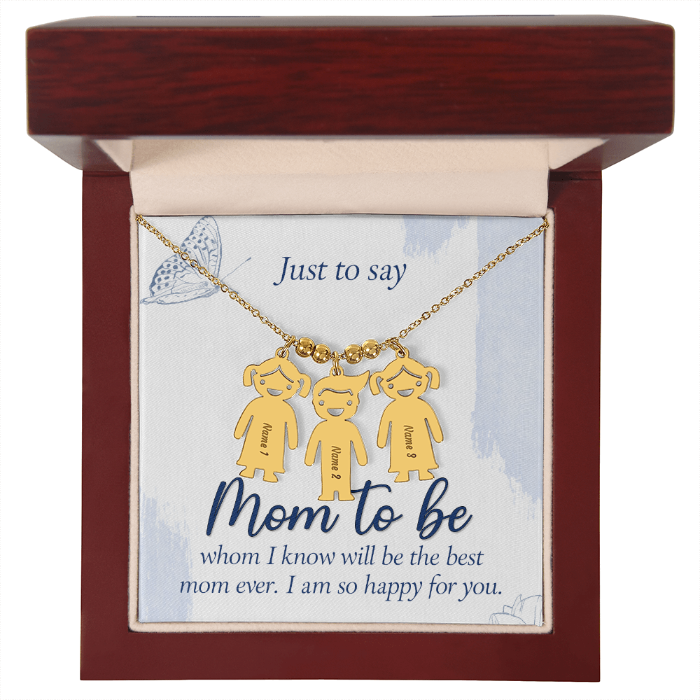 Custom Engraved Kids Charm Necklace  for Mom to Be, a Perfect Gift for Mother's Day/Birthdays.