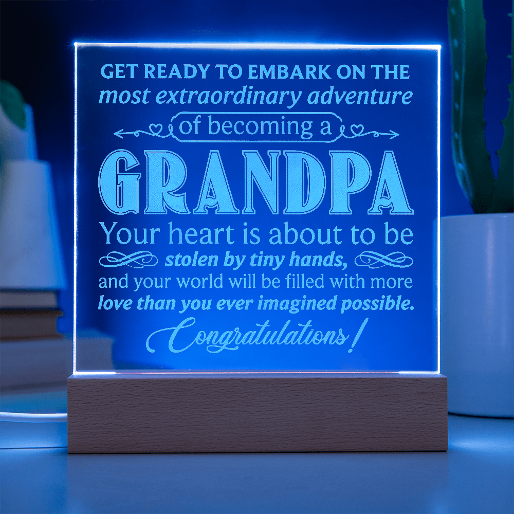 To Grandpa to Be Engraved Acrylic Square Plaque- a Gift for a Grandfather/Grandpa.