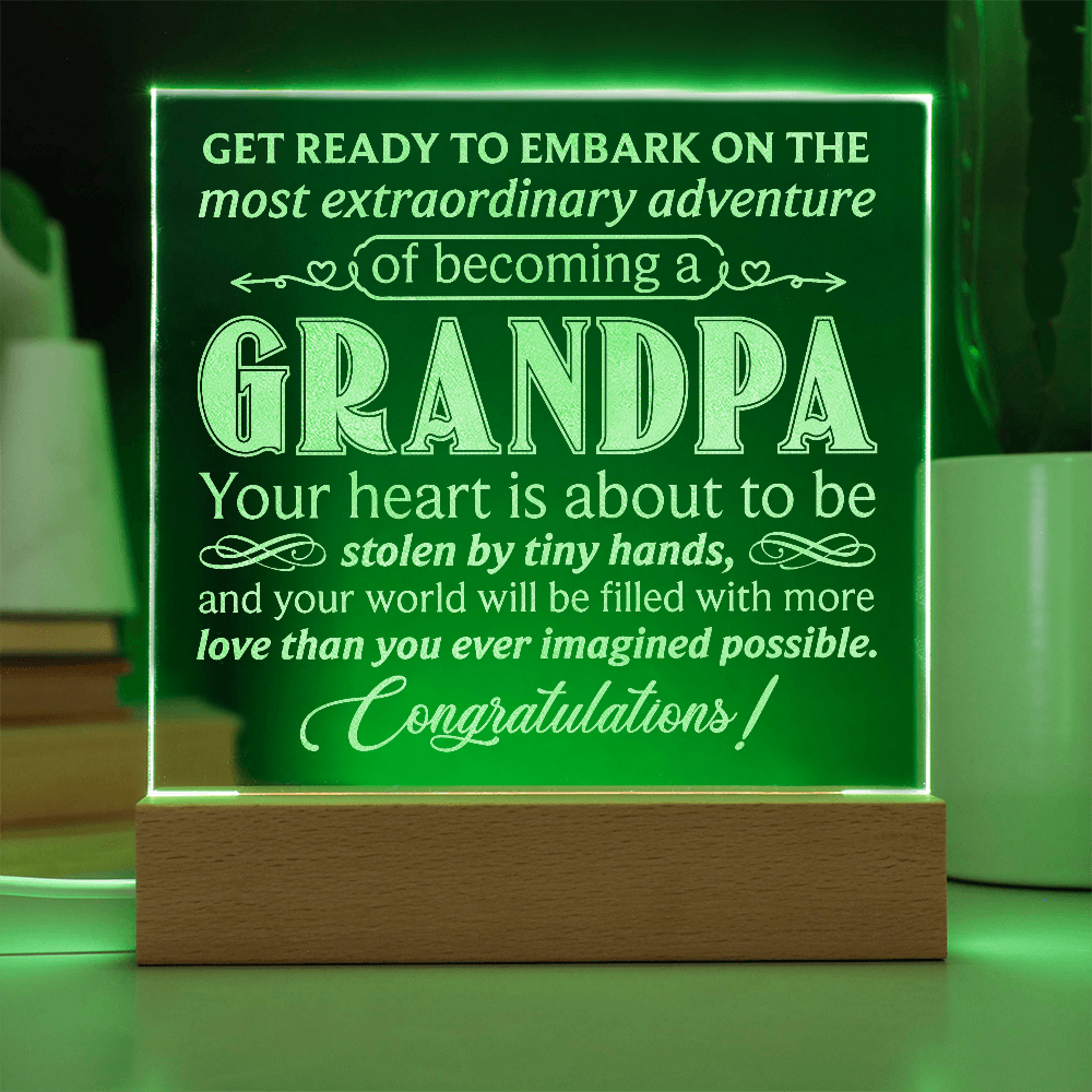 To Grandpa to Be Engraved Acrylic Square Plaque- a Gift for a Grandfather/Grandpa.