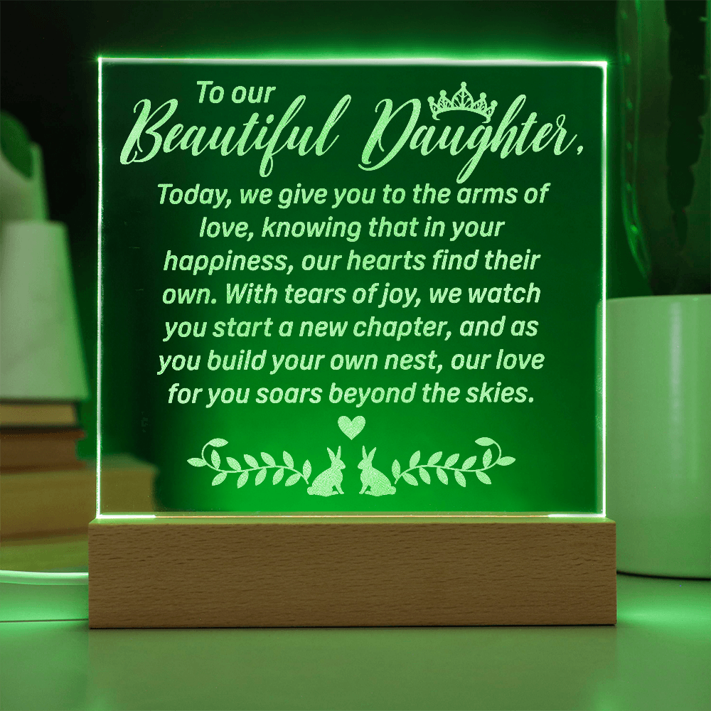 To Our Daughter-Engraved Acrylic Square Plaque Bridal Gift for a Daughter/Sister