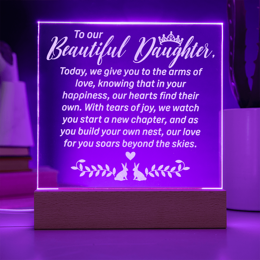 To Our Daughter-Engraved Acrylic Square Plaque Bridal Gift for a Daughter/Sister