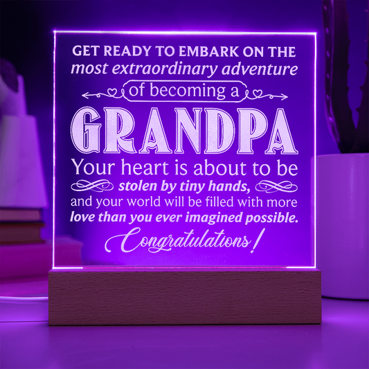 To Grandpa to Be Engraved Acrylic Square Plaque- a Gift for a Grandfather/Grandpa.