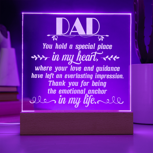 To Dad Engraved Acrylic Square Plaque- a Gift for a Father/Dad.