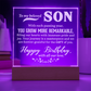 To a Beloved Son Happy Birthday Engraved Acrylic Square Plaque- a Gift for a Beloved Son
