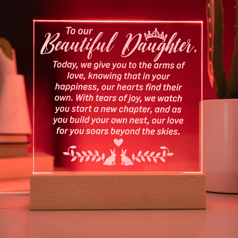 To Our Daughter-Engraved Acrylic Square Plaque Bridal Gift for a Daughter/Sister