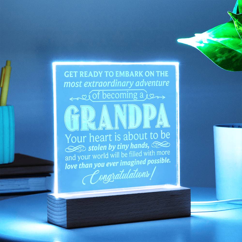 To Grandpa to Be Engraved Acrylic Square Plaque- a Gift for a Grandfather/Grandpa.