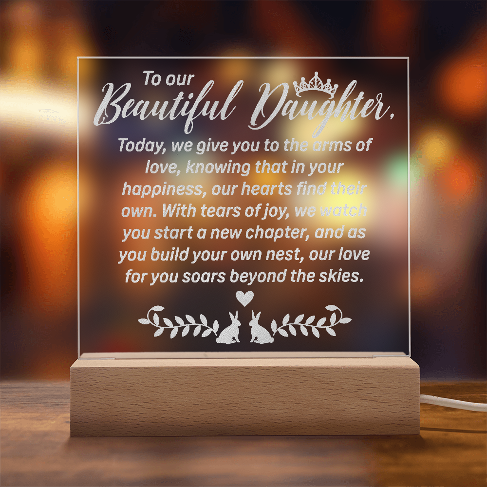 To Our Daughter-Engraved Acrylic Square Plaque Bridal Gift for a Daughter/Sister