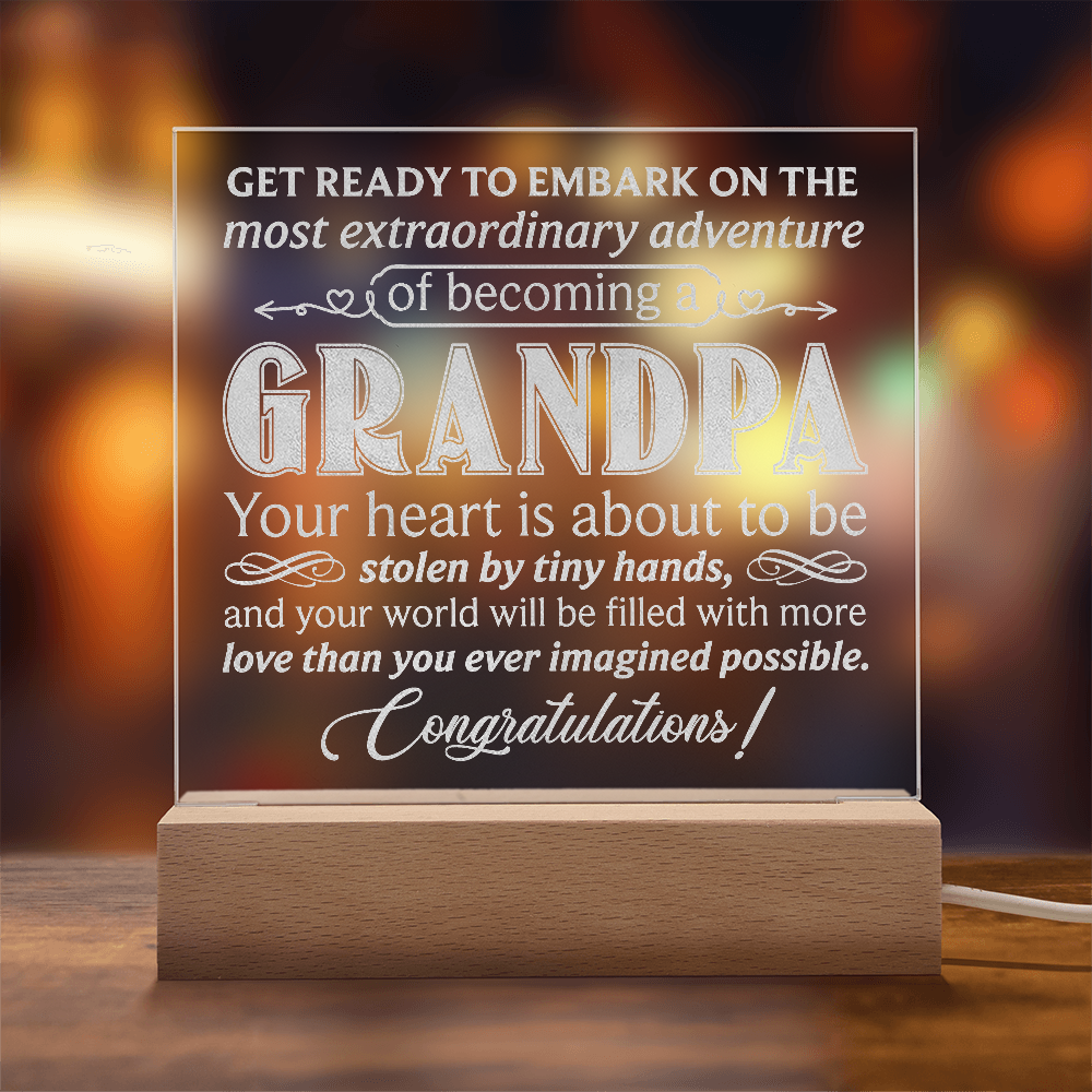 To Grandpa to Be Engraved Acrylic Square Plaque- a Gift for a Grandfather/Grandpa.