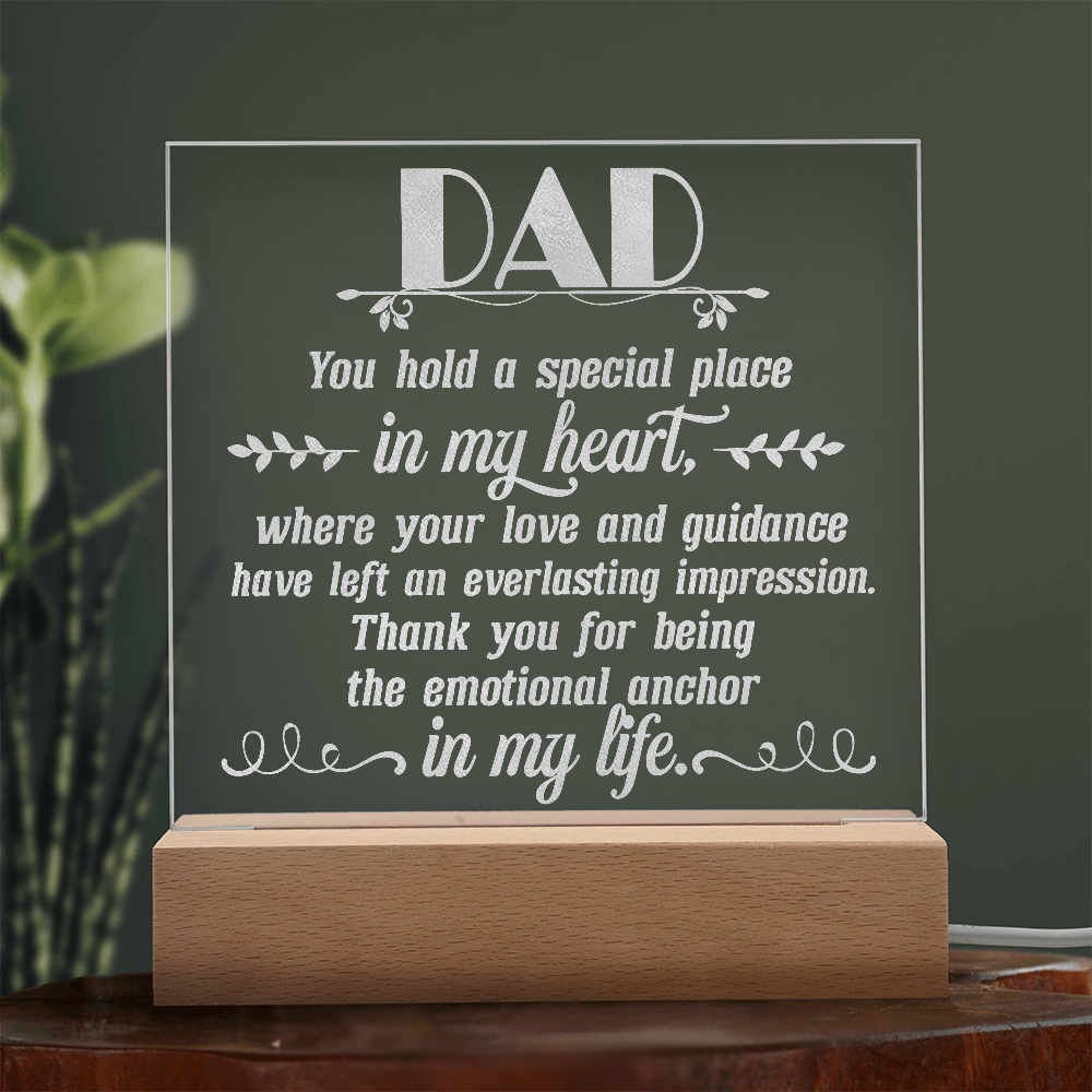 To Dad Engraved Acrylic Square Plaque- a Gift for a Father/Dad.
