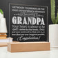 To Grandpa to Be Engraved Acrylic Square Plaque- a Gift for a Grandfather/Grandpa.