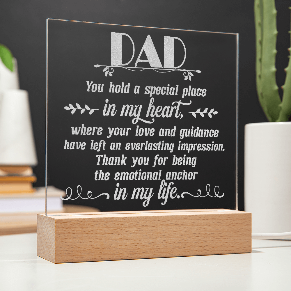 To Dad Engraved Acrylic Square Plaque- a Gift for a Father/Dad.