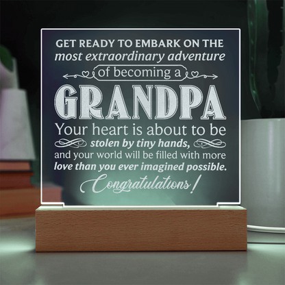 To Grandpa to Be Engraved Acrylic Square Plaque- a Gift for a Grandfather/Grandpa.