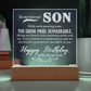 To a Beloved Son Happy Birthday Engraved Acrylic Square Plaque- a Gift for a Beloved Son