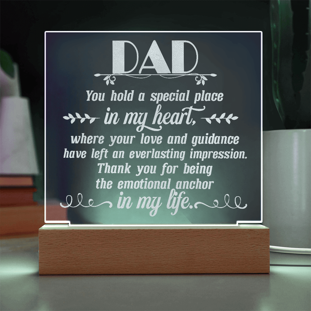 To Dad Engraved Acrylic Square Plaque- a Gift for a Father/Dad.