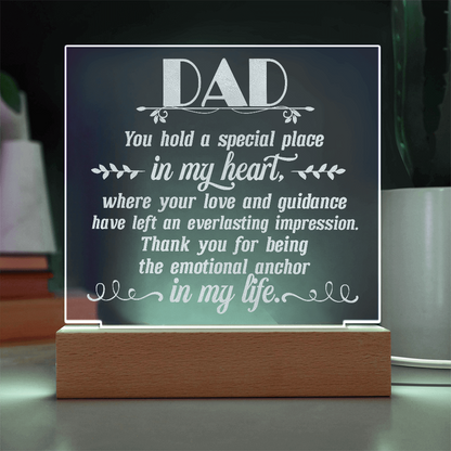 To Dad Engraved Acrylic Square Plaque- a Gift for a Father/Dad.