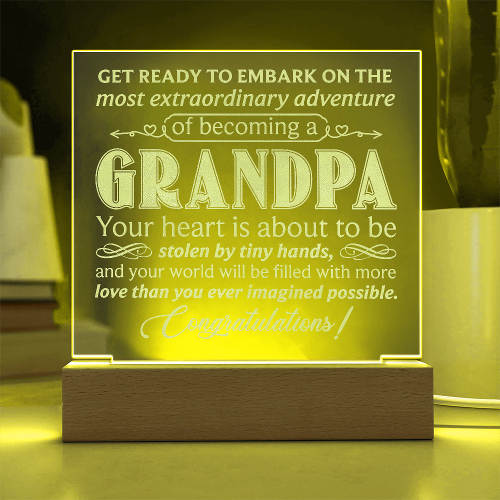 To Grandpa to Be Engraved Acrylic Square Plaque- a Gift for a Grandfather/Grandpa.