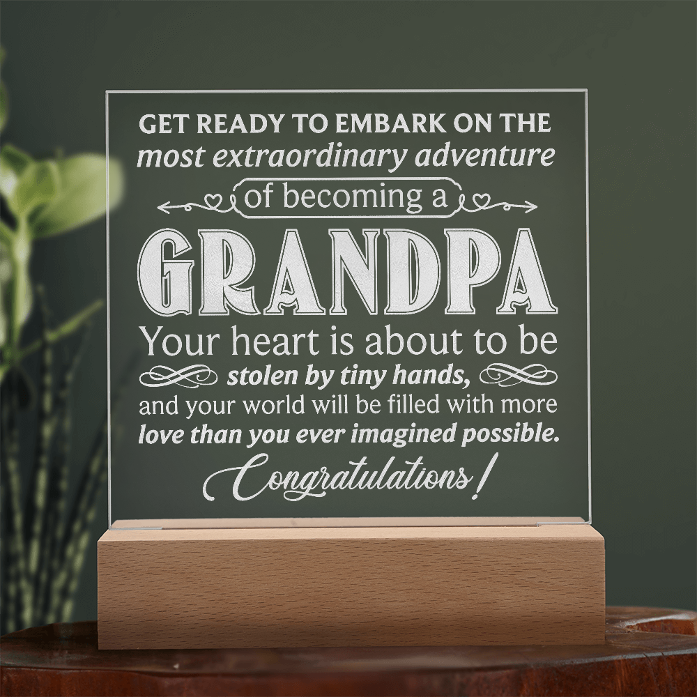 To Grandpa to Be Engraved Acrylic Square Plaque- a Gift for a Grandfather/Grandpa.