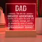 To Dad Engraved Acrylic Square Plaque- a Gift for a Father/Dad.  Wood LED Base with Cord