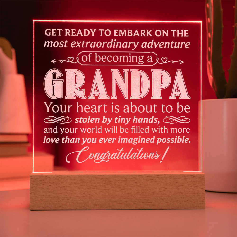 To Grandpa to Be Engraved Acrylic Square Plaque- a Gift for a Grandfather/Grandpa.