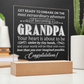To Grandpa to Be Engraved Acrylic Square Plaque- a Gift for a Grandfather/Grandpa.