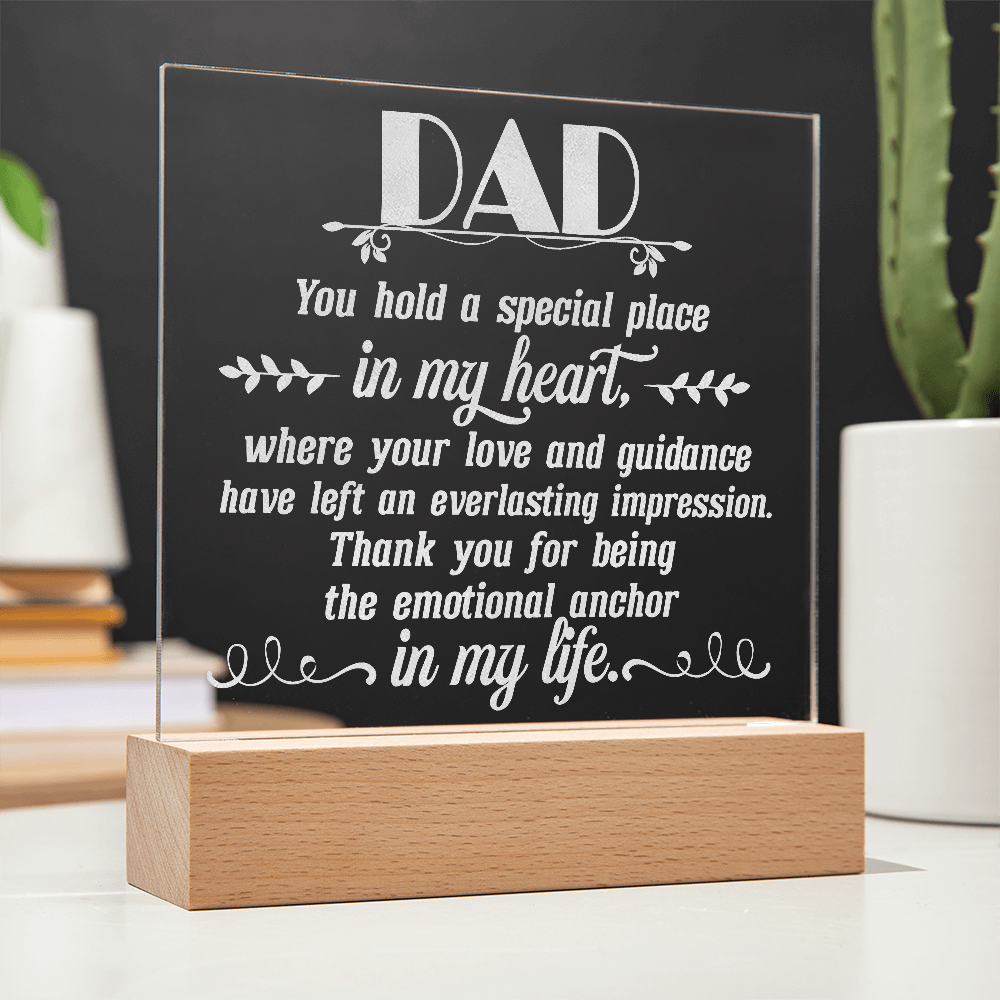 To Dad Engraved Acrylic Square Plaque- a Gift for a Father/Dad.