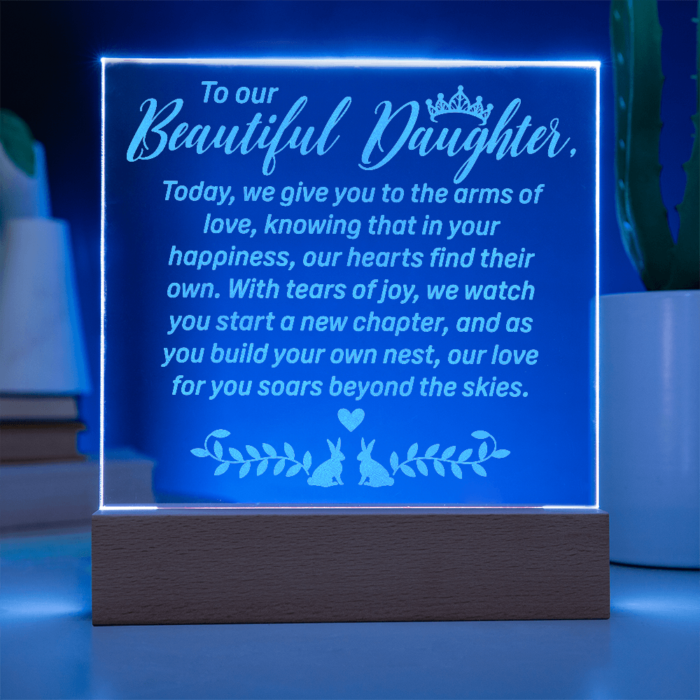 To Our Daughter-Engraved Acrylic Square Plaque Bridal Gift for a Daughter/Sister