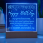 HAPPY BIRTHDAY My Precious One... Engraved Acrylic LED Base Square Plaque- a Gift for a Brother/Sister/Mother/Father/Friend.