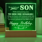 To a Beloved Son Happy Birthday Engraved Acrylic Square Plaque- a Gift for a Beloved Son