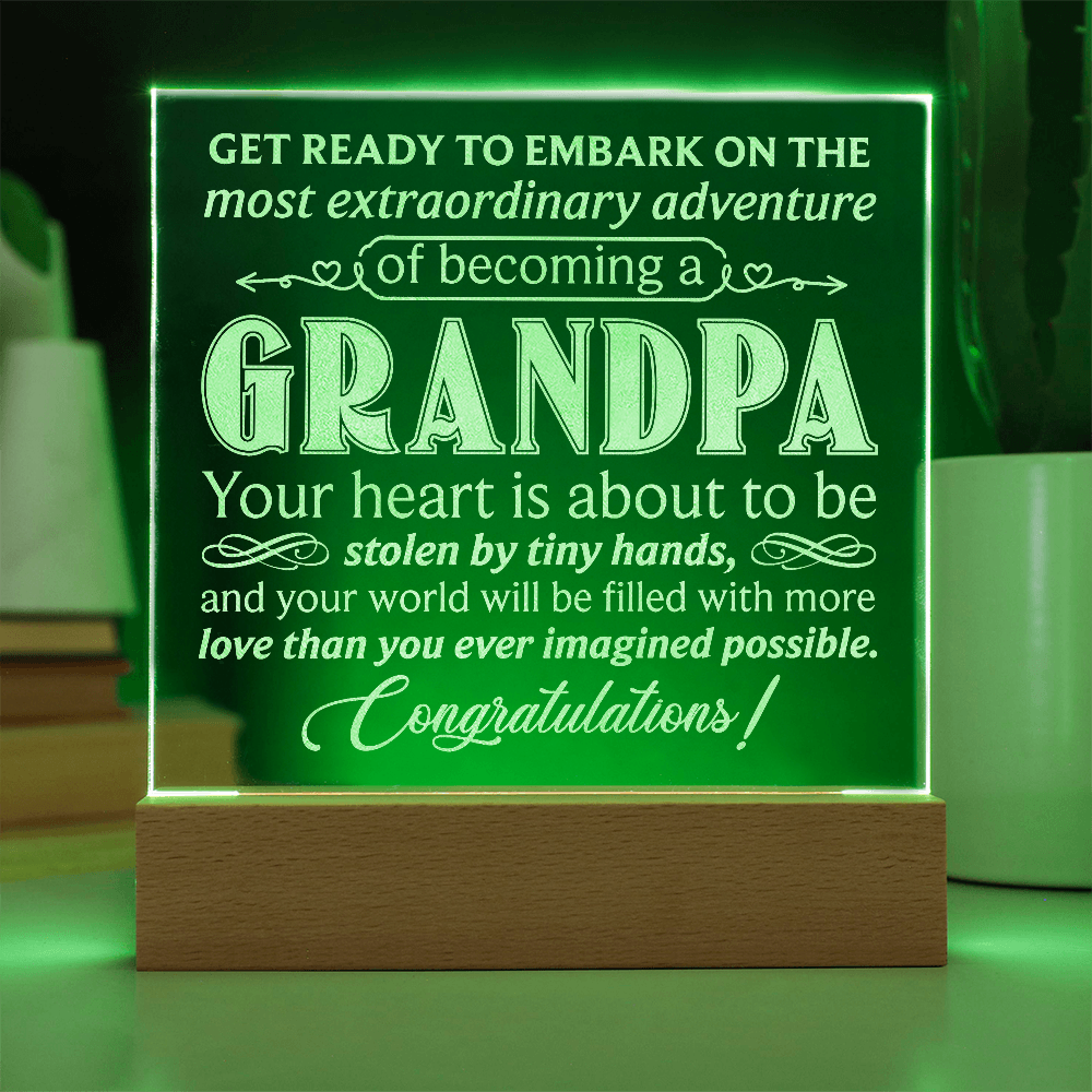 To Grandpa to Be Engraved Acrylic Square Plaque- a Gift for a Grandfather/Grandpa.